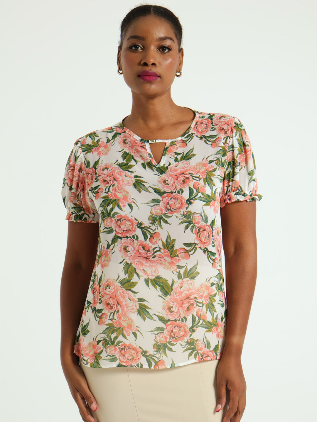 Keyhole Ballerina Sleeve Blouse