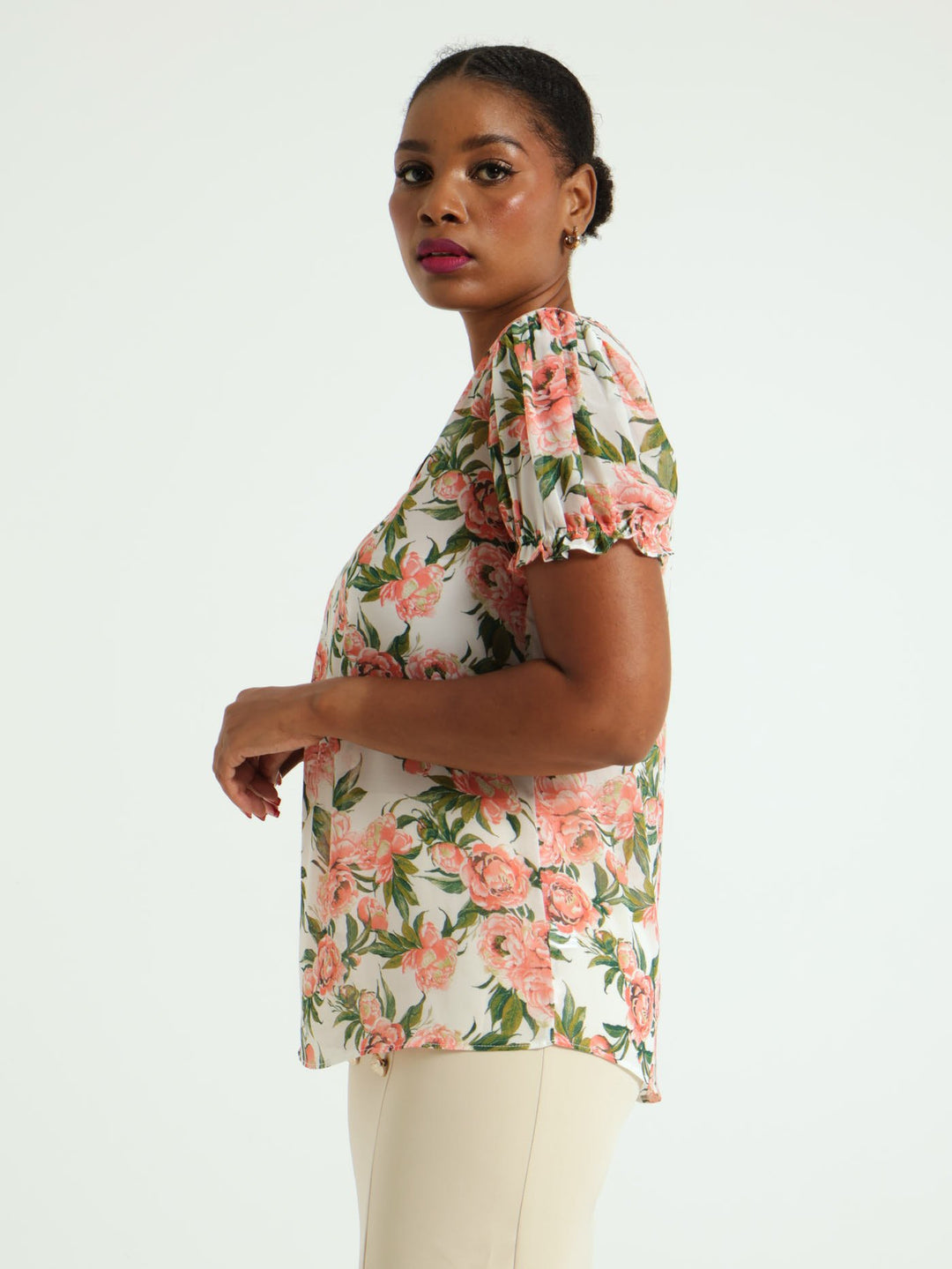 Keyhole Ballerina Sleeve Blouse