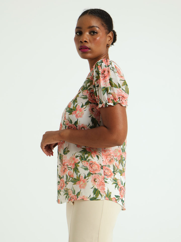 Keyhole Ballerina Sleeve Blouse