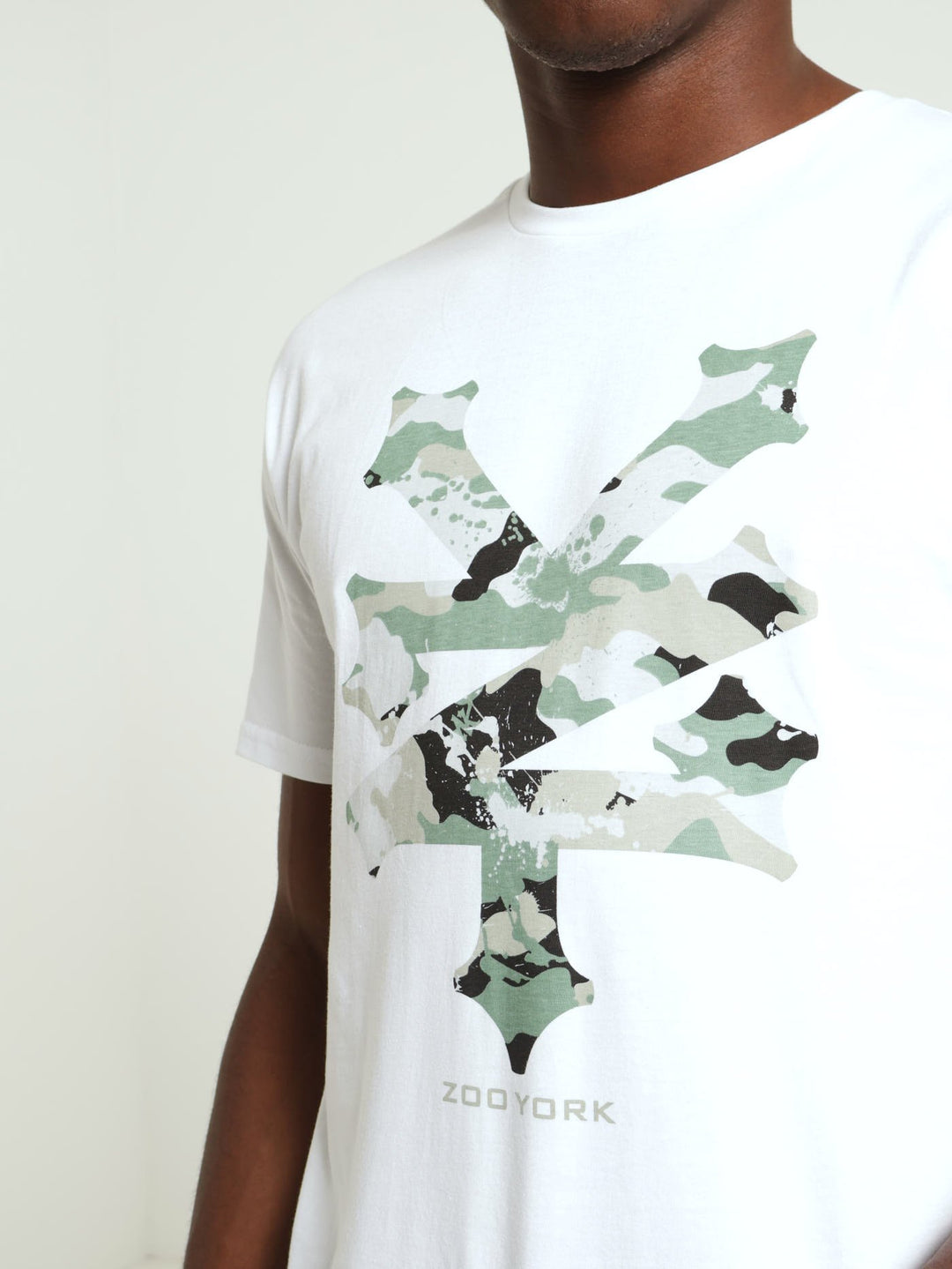 Chest Camo Print Tee - White