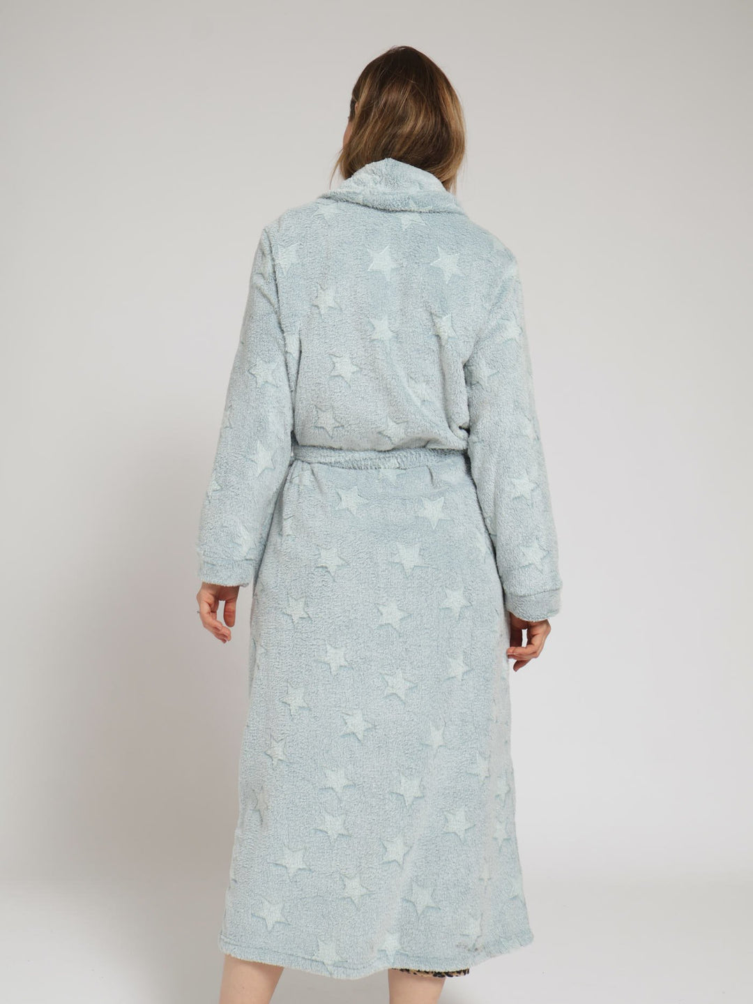 Printed Fluffy Gown - Blue