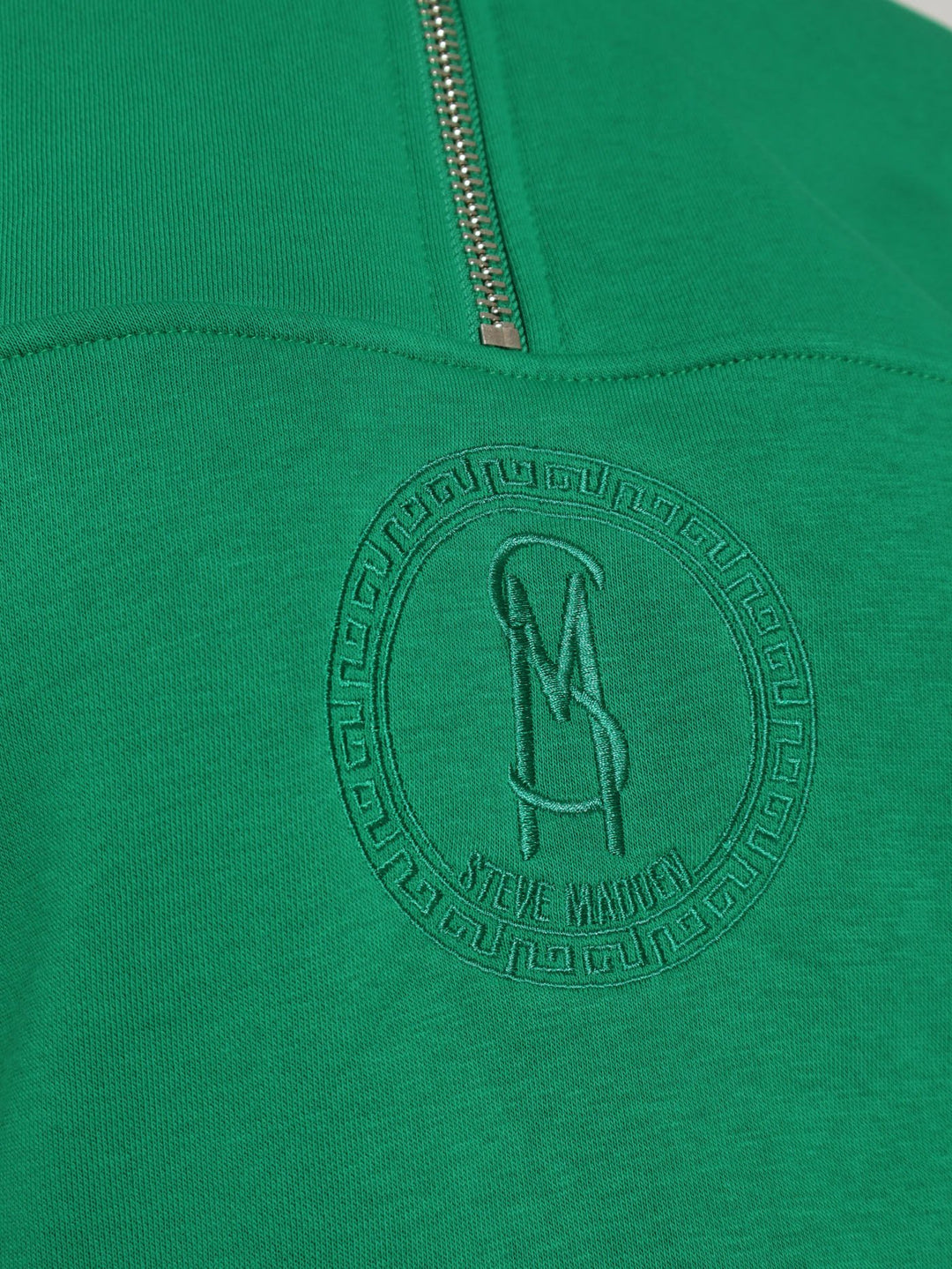 Maxine Collared Fleece Sweat Top With 1/4 Zip - Green