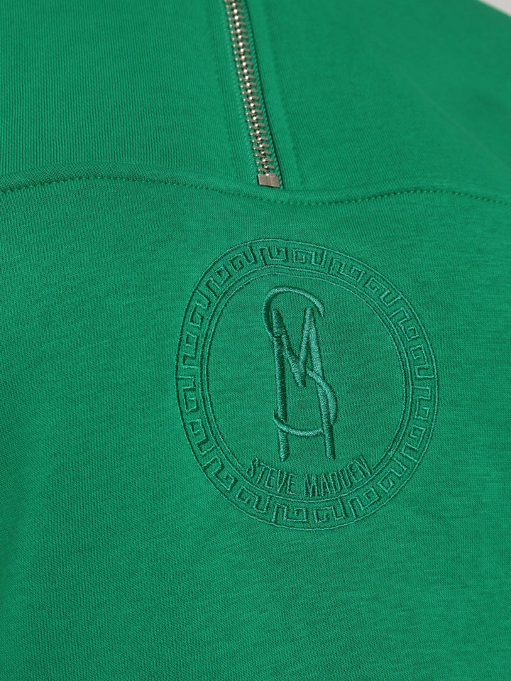 Maxine Collared Fleece Sweat Top With 1/4 Zip - Green