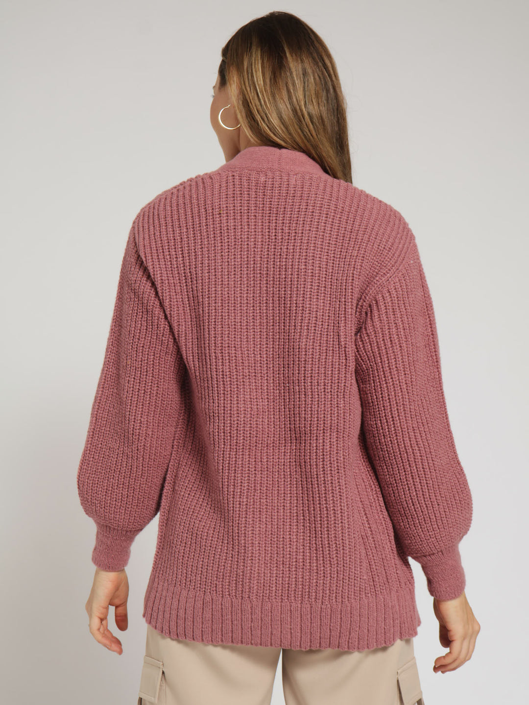 Open Chunky Cardigan - Rose