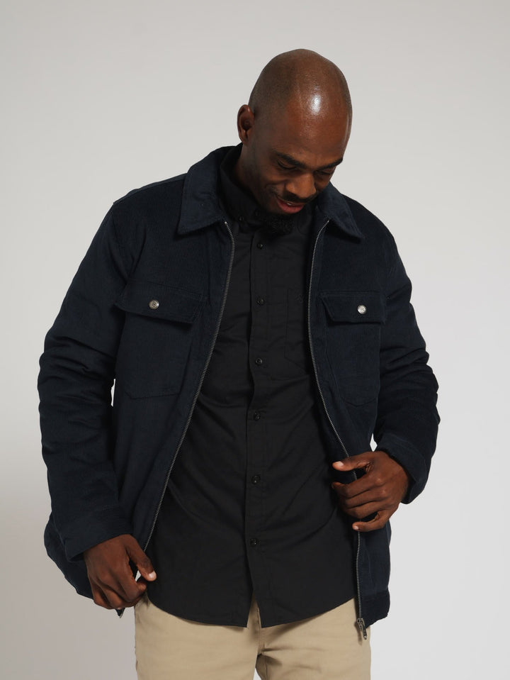Corduroy Zip Through Jacket - Navy