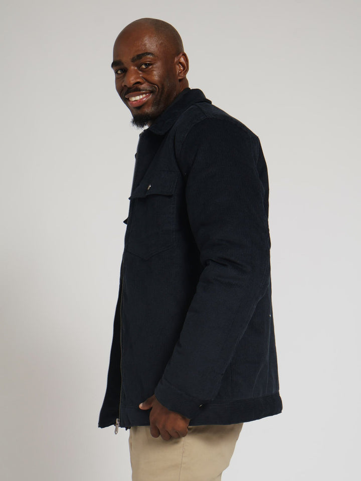Corduroy Zip Through Jacket - Navy