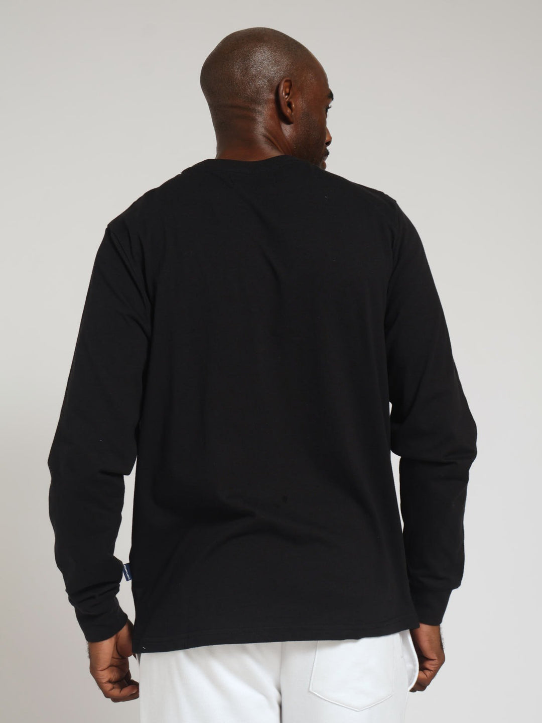 Long Sleeve Plain Crew Tee - Black