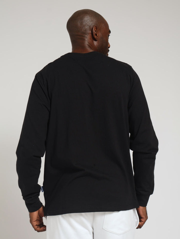Long Sleeve Plain Crew Tee - Black