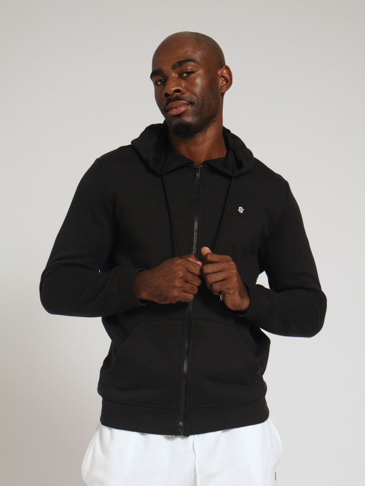 Zip Through Hoody - Black