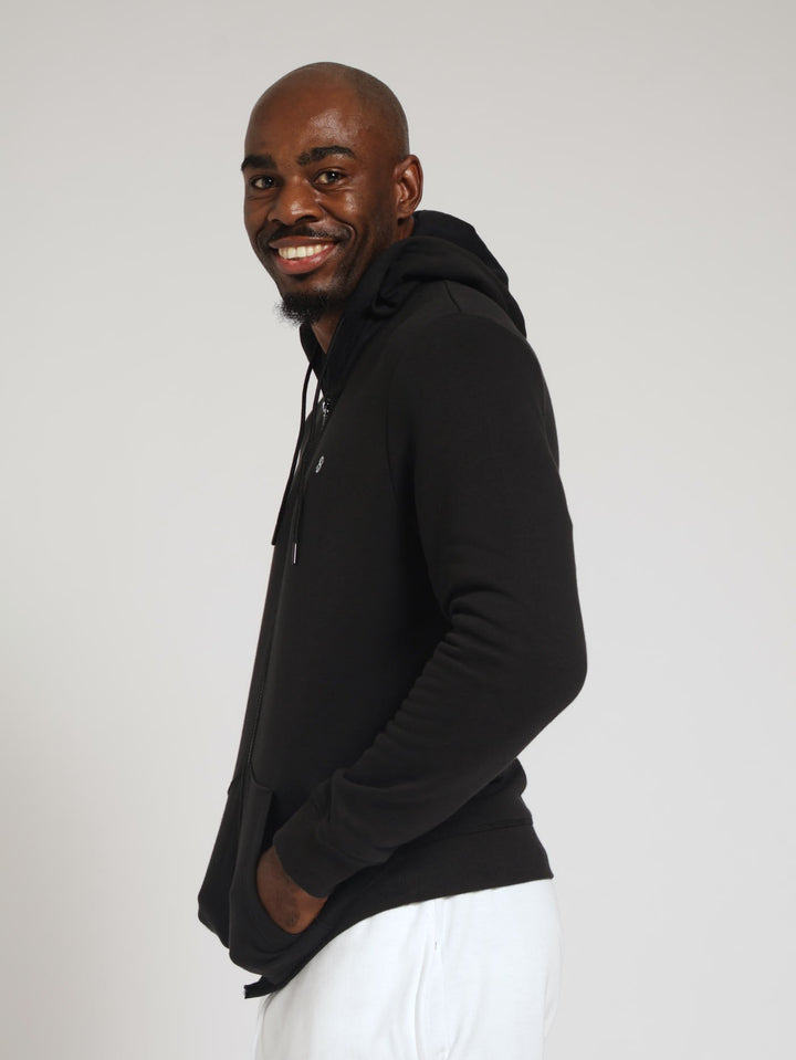 Zip Through Hoody - Black