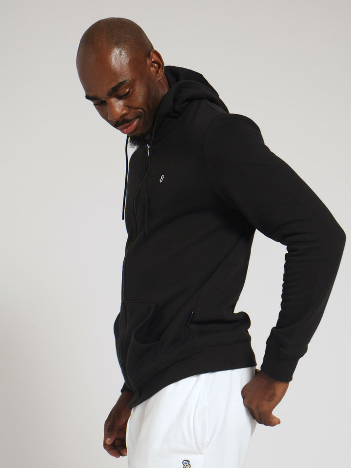 Zip Through Hoody - Black