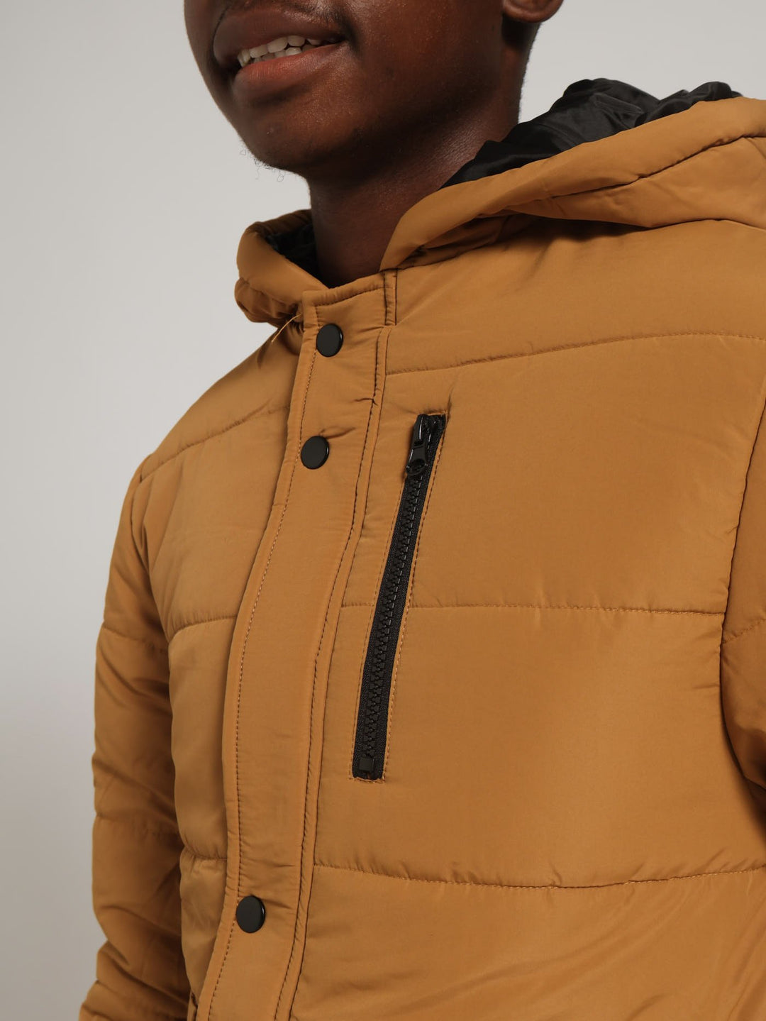 Boys Long Puffer Jacket - Mustard