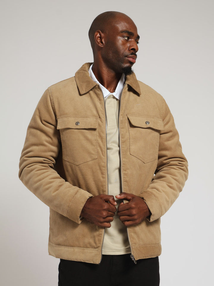 Corduroy Zip Through Jacket - Stone