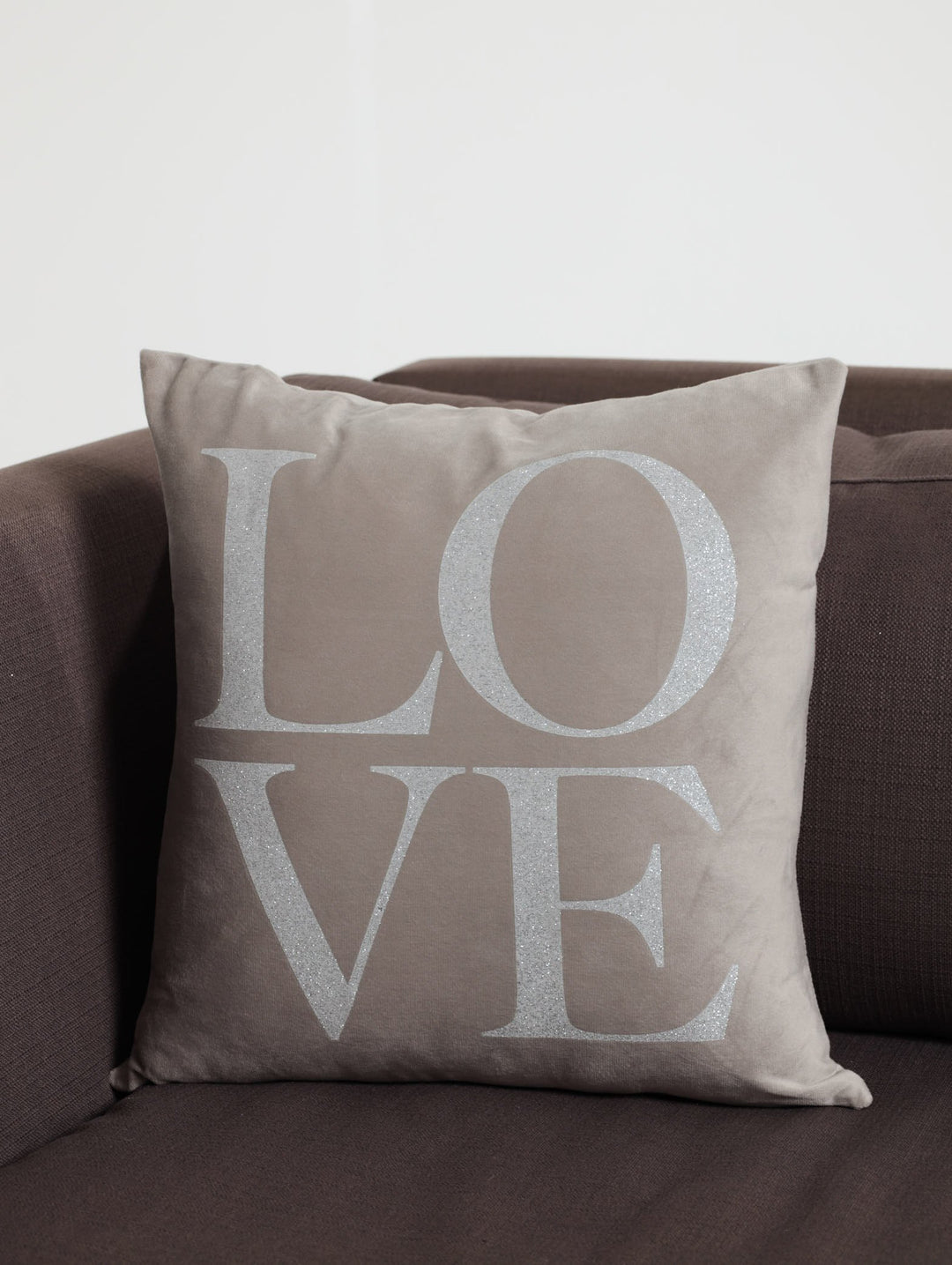 Love Glitter Scatter Cushion - Grey