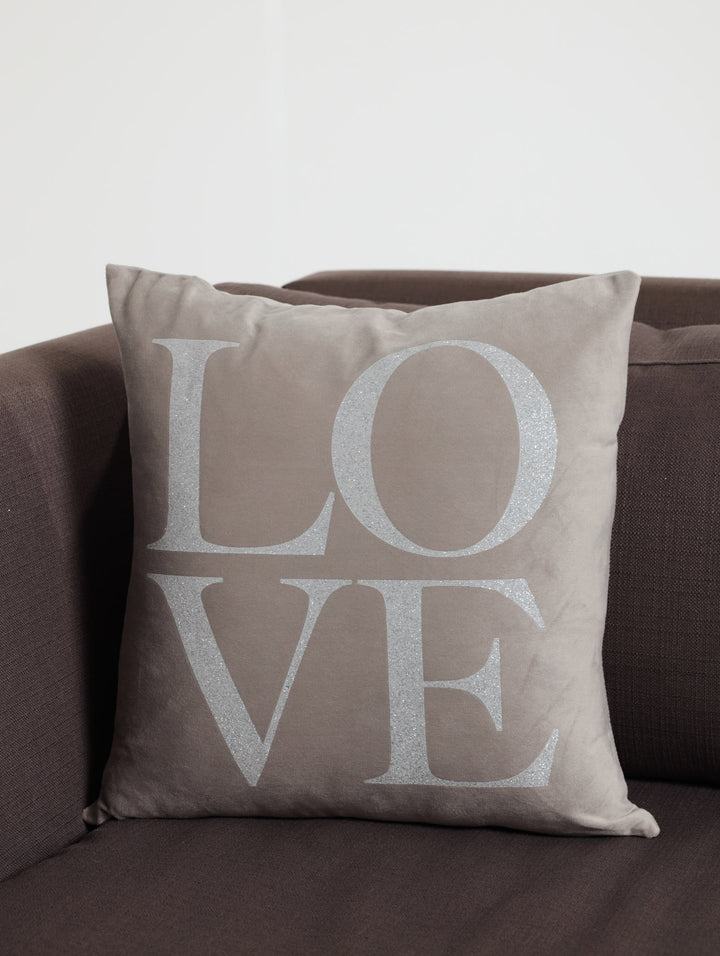 Love Glitter Scatter Cushion - Grey