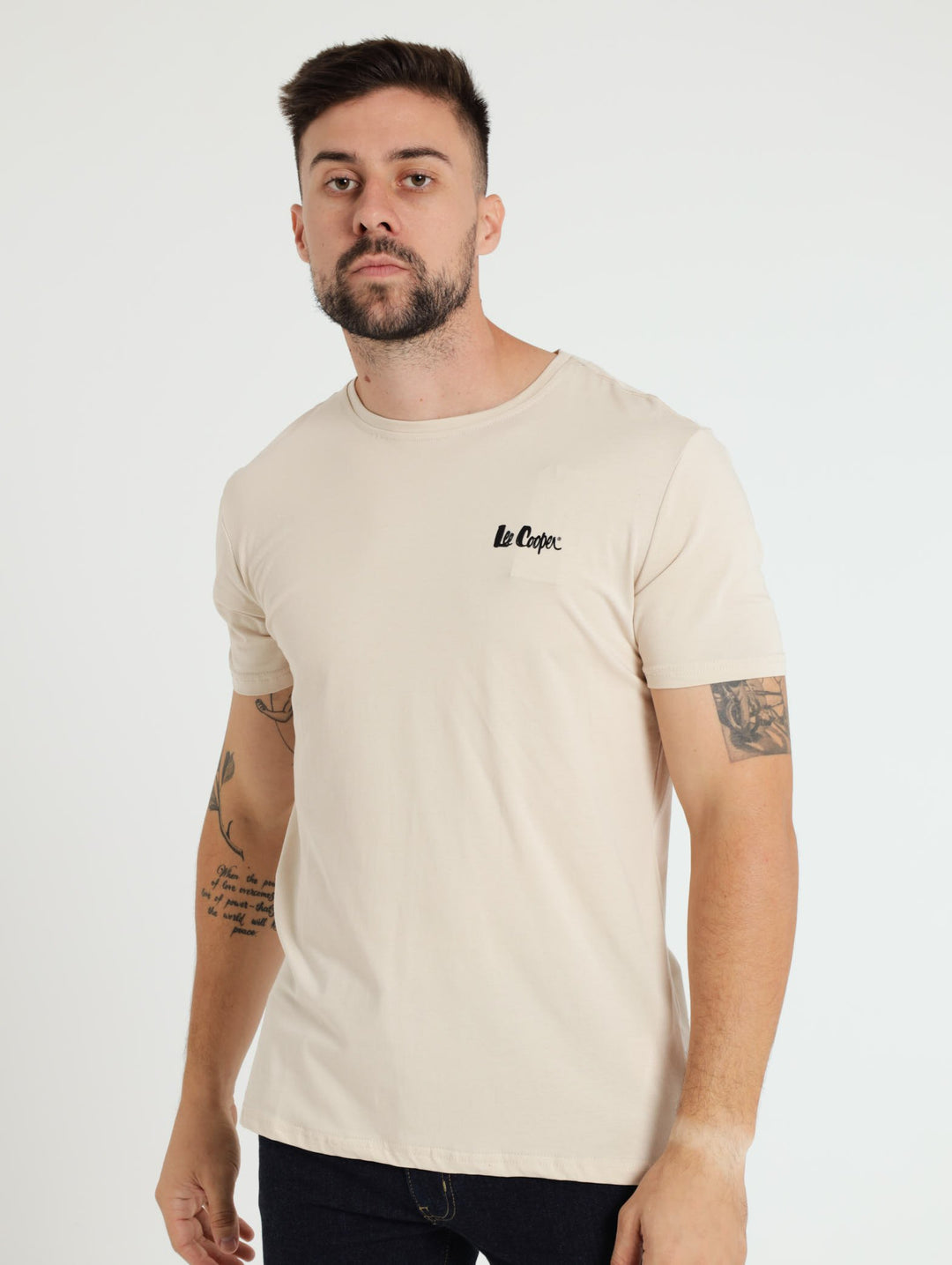 Textured High Density Print Tee - Stone