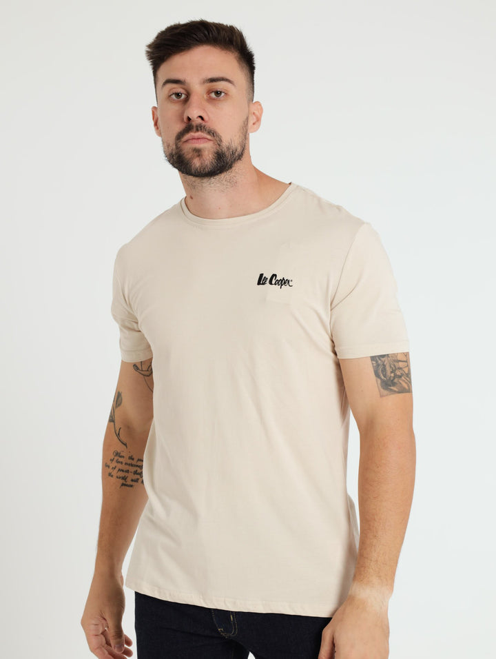 Textured High Density Print Tee - Stone