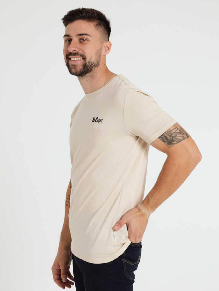 Textured High Density Print Tee - Stone