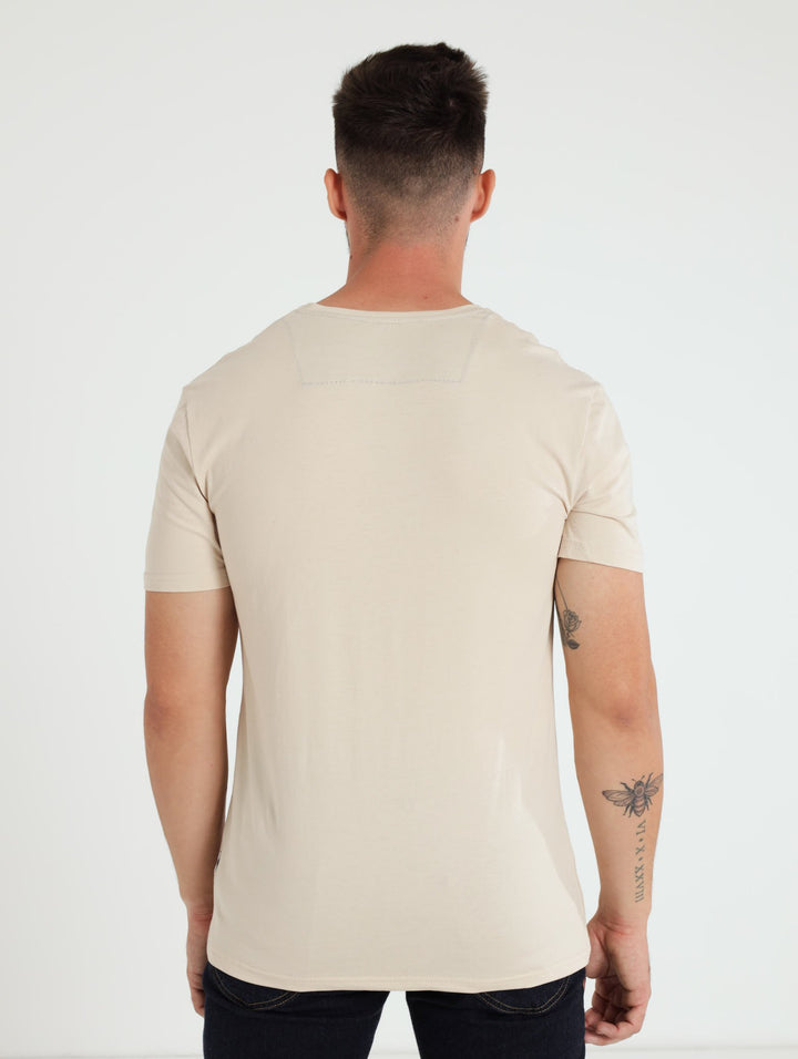Textured High Density Print Tee - Stone