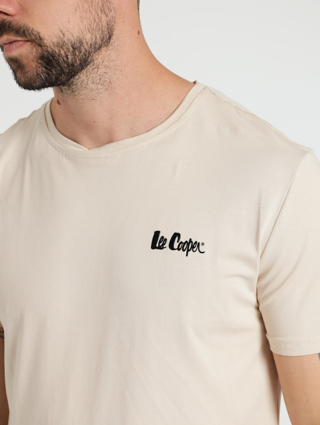 Textured High Density Print Tee - Stone