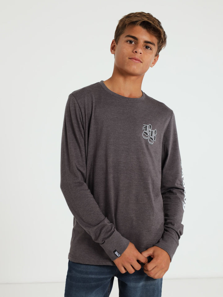 Boys Long Sleeve Tee - Charcoal