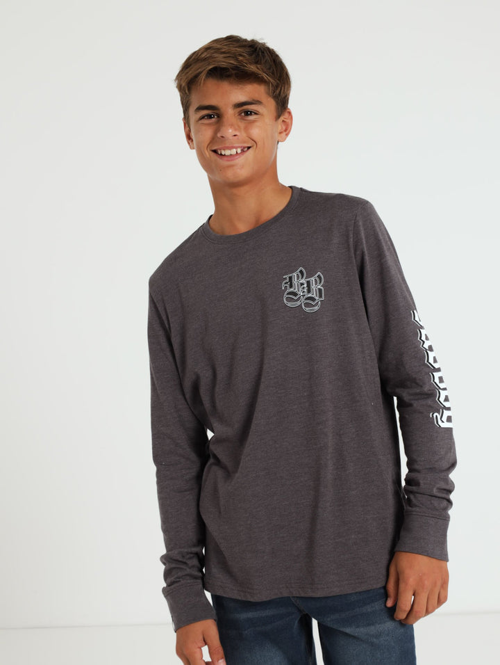 Boys Long Sleeve Tee - Charcoal