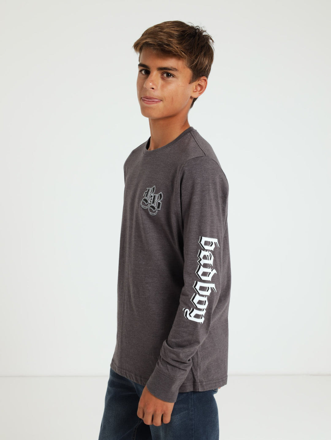 Boys Long Sleeve Tee - Charcoal