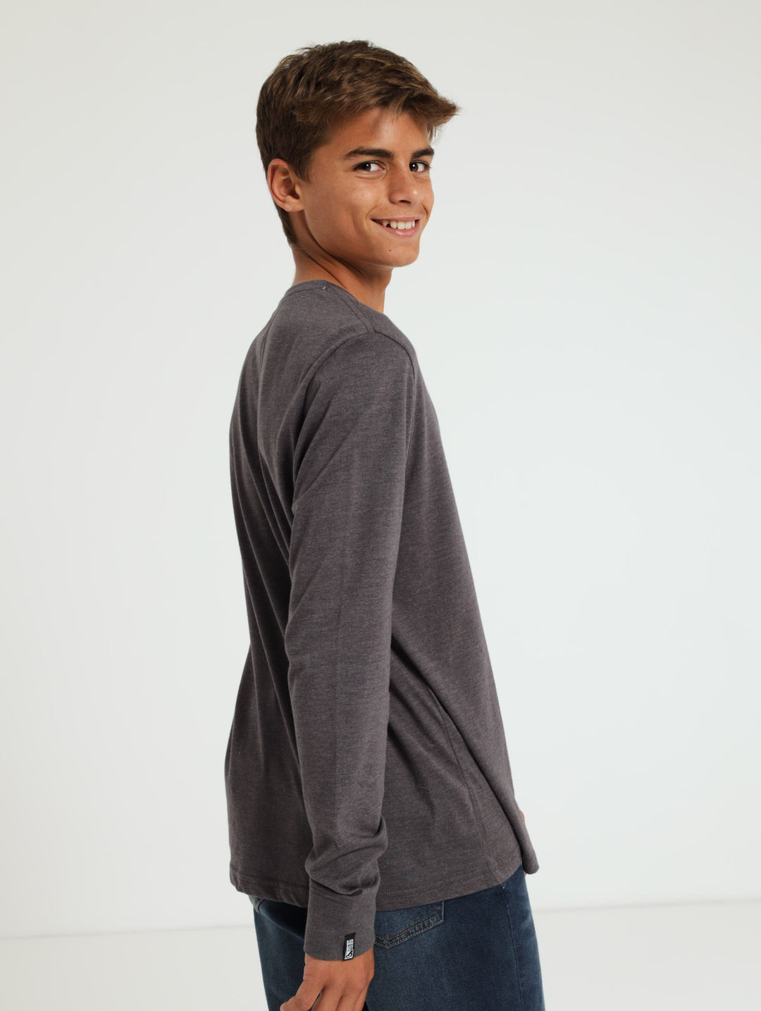 Boys Long Sleeve Tee - Charcoal