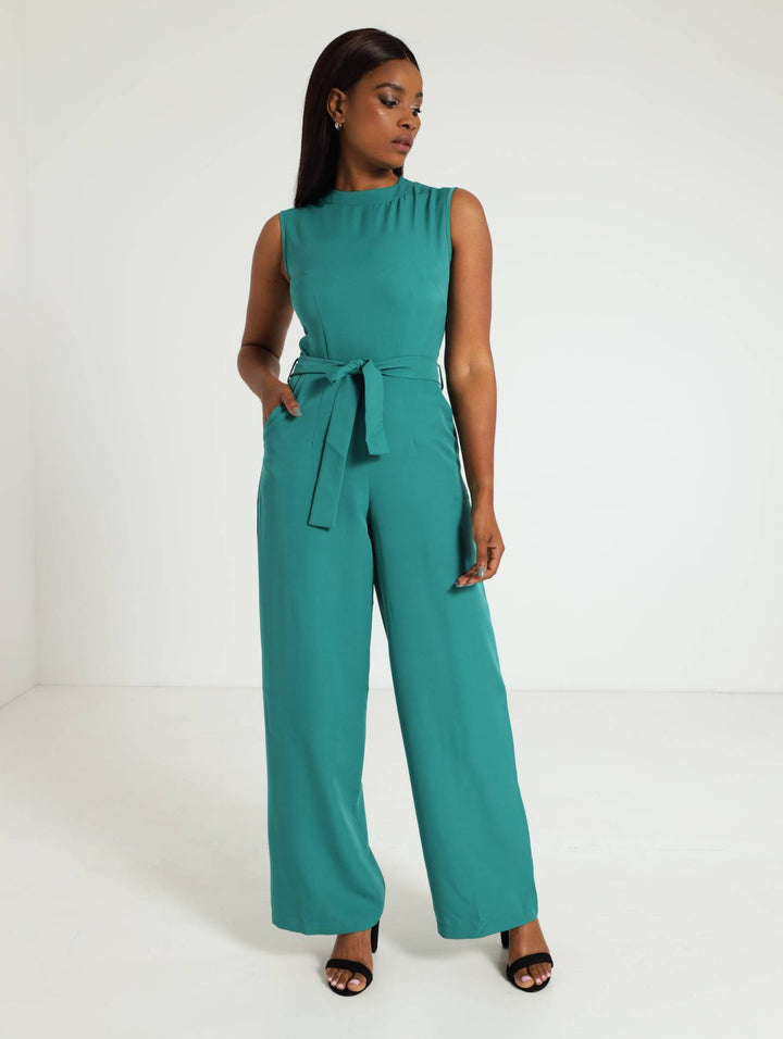 Halter Neck Jumpsuit - Teal