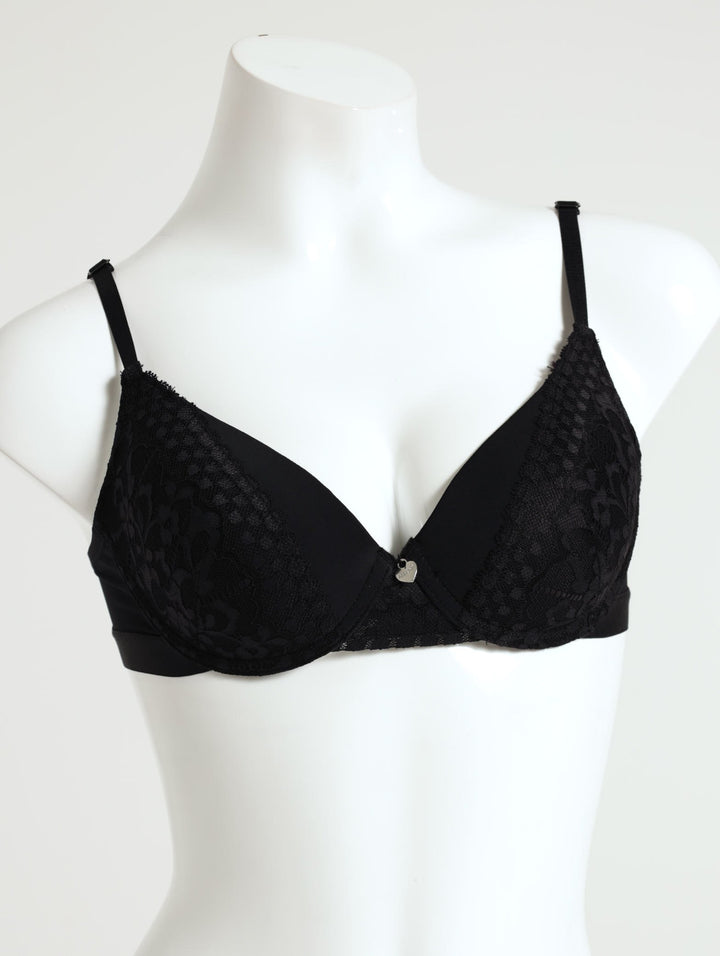 Padded Lace T-Shirt Bra - Black