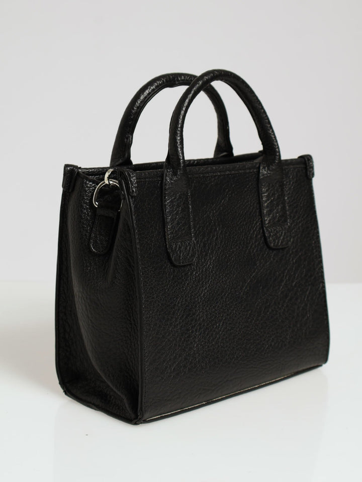 Top Handle Square Tote Bag - Black