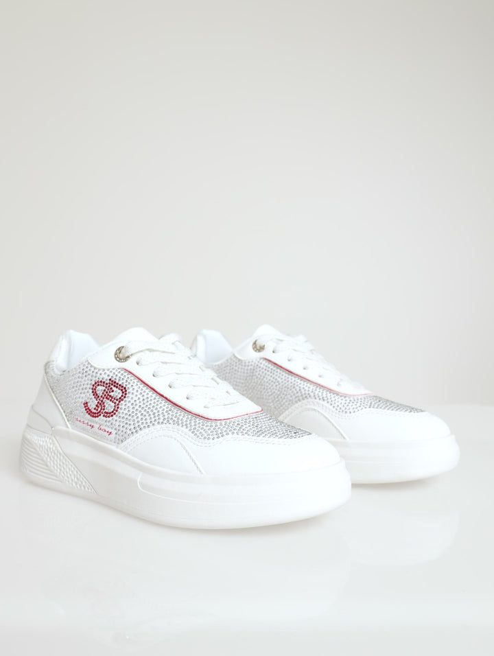 On My Way Rinestone Low Cut Sneaker - White