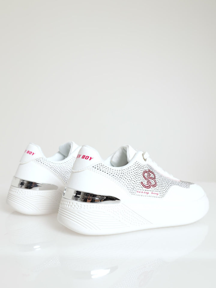 On My Way Rinestone Low Cut Sneaker - White