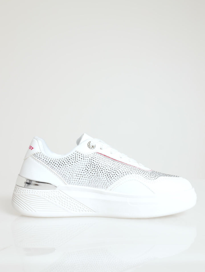 On My Way Rinestone Low Cut Sneaker - White