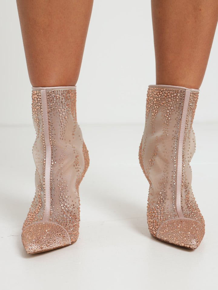 Stiletto Glitz Pointed Toe Heel - Rose Gold