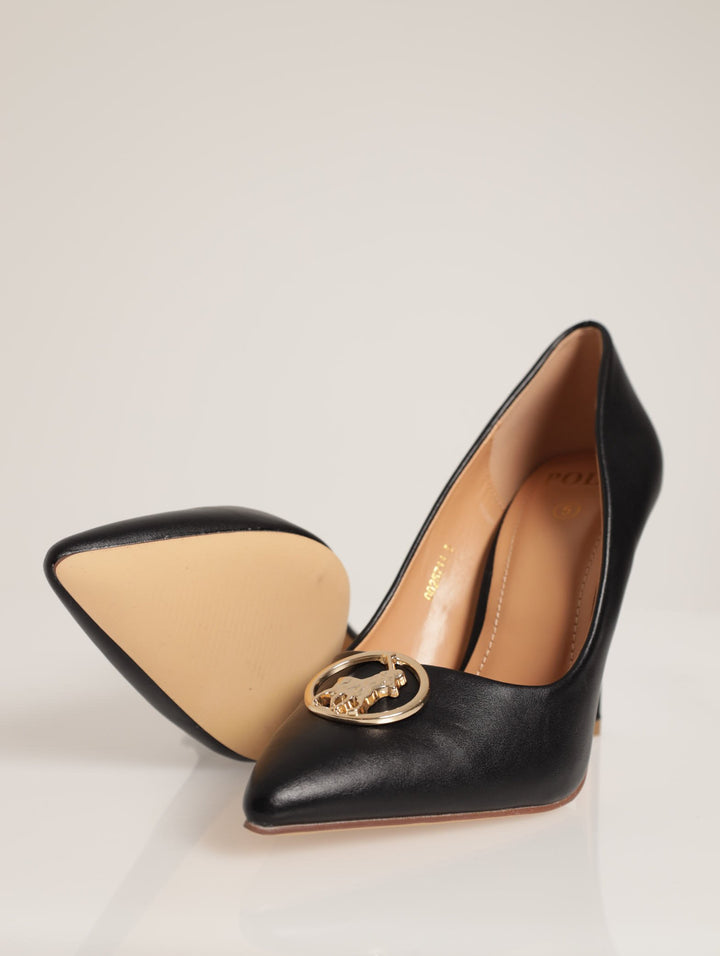 Circle Pony Trim Pump Heel - Black