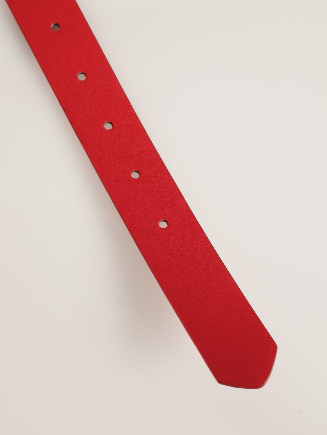 Brushed Gold Buckle Belt - Red