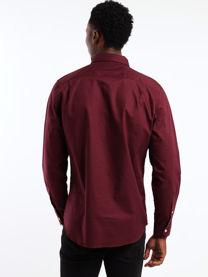 Men's Long Sleeve Oxford Shirt - Burgundy