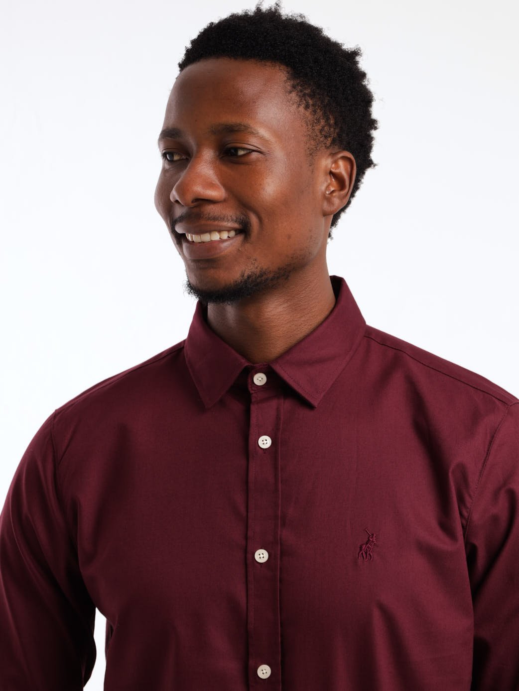 Men's Long Sleeve Oxford Shirt - Burgundy