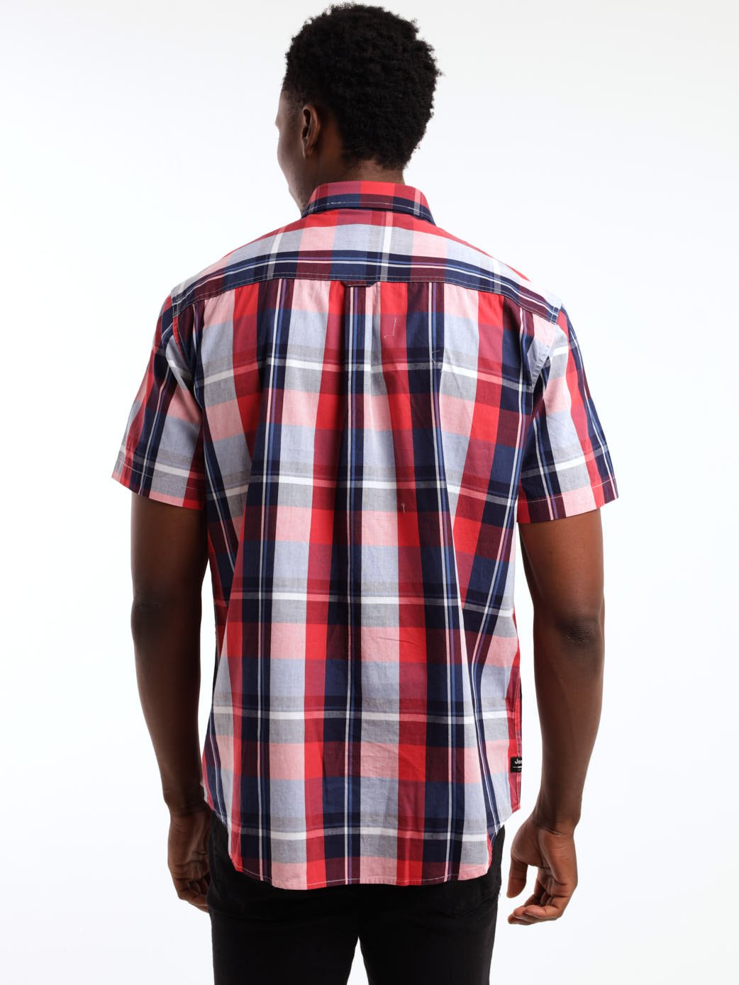 Men's Short Sleeve Check Shirt - Red