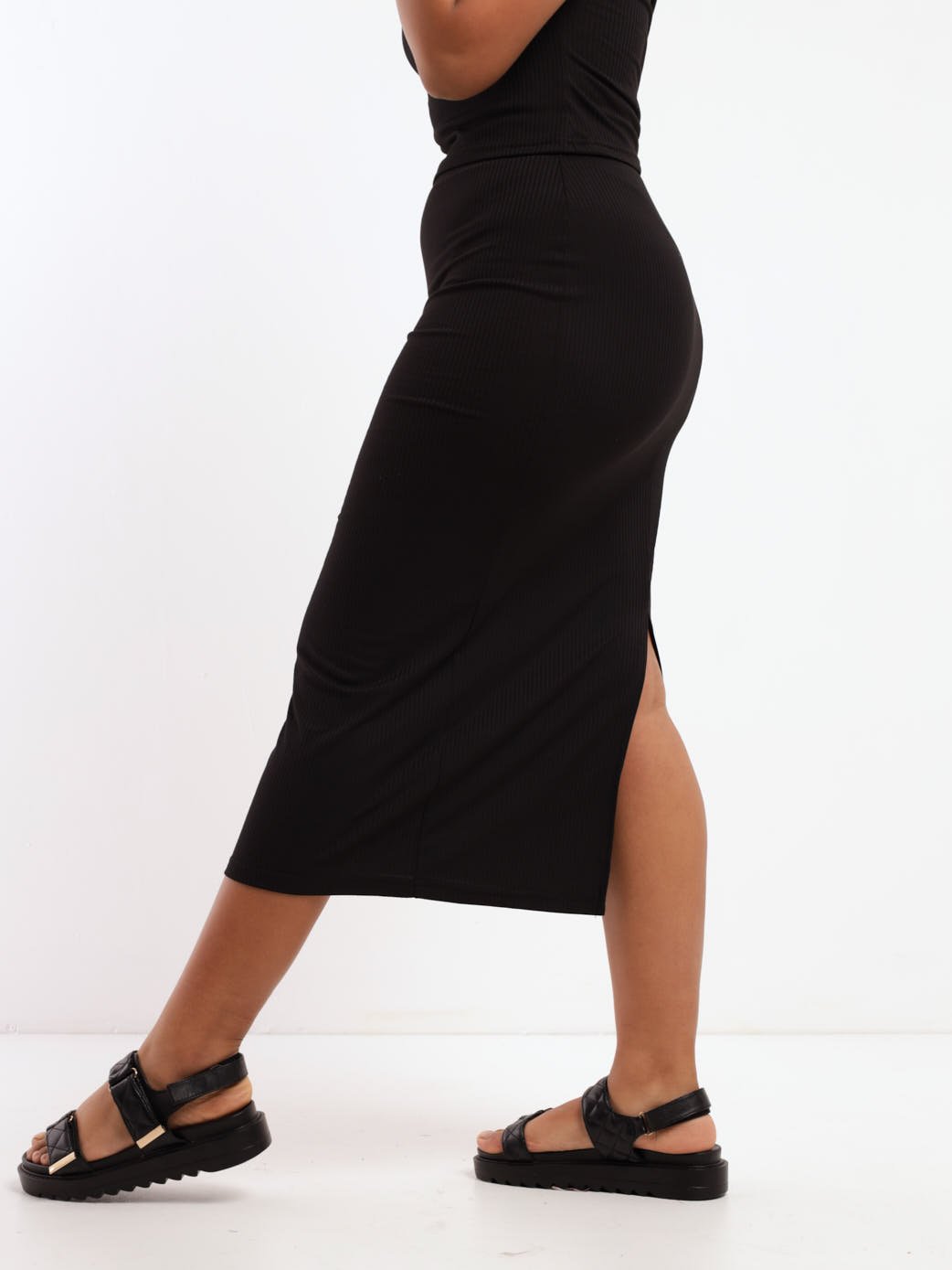 Ladies Ribbed Tube Skirt - Black