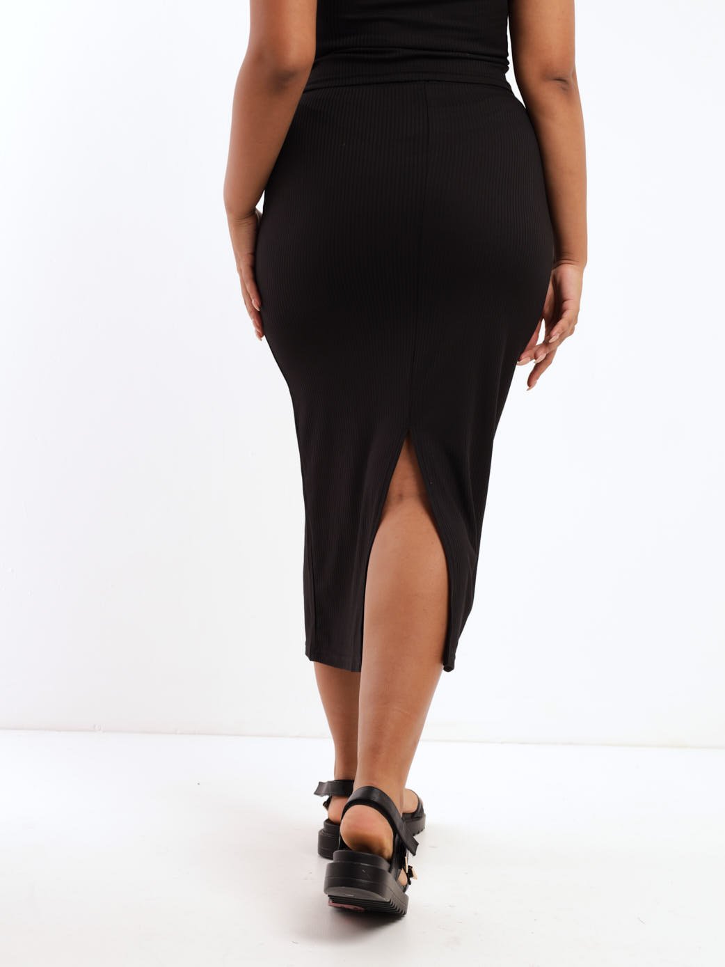 Ladies Ribbed Tube Skirt - Black