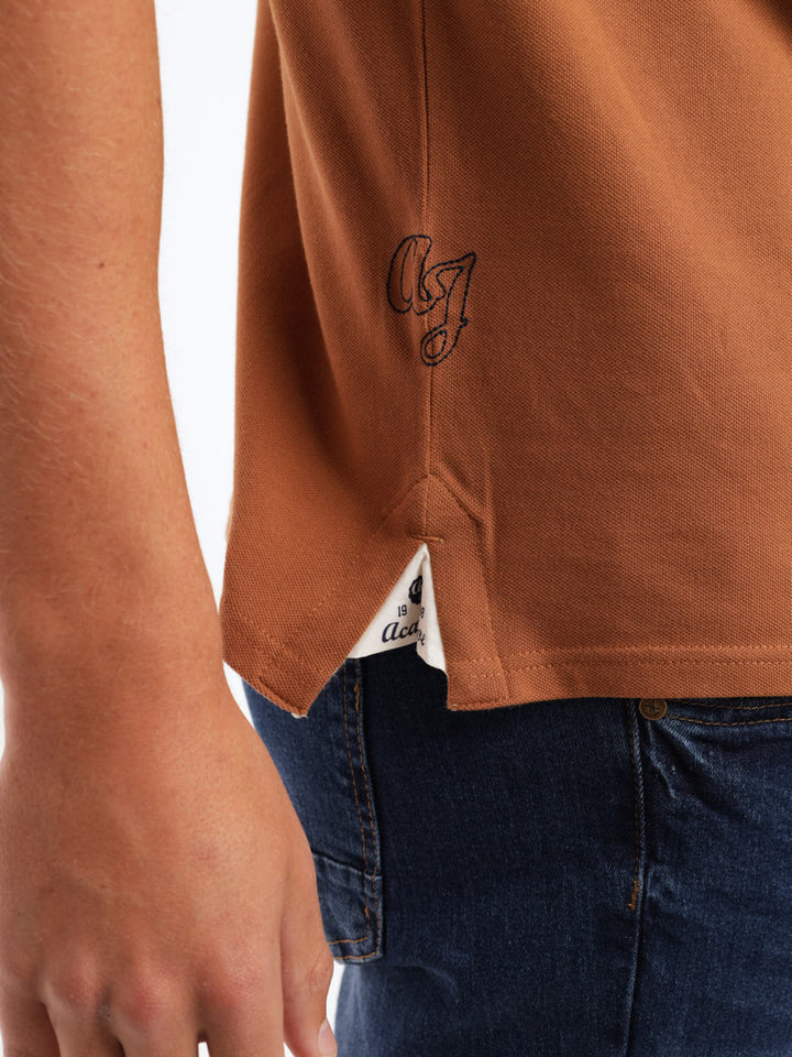 Men's Embroidered Golfer - Brown