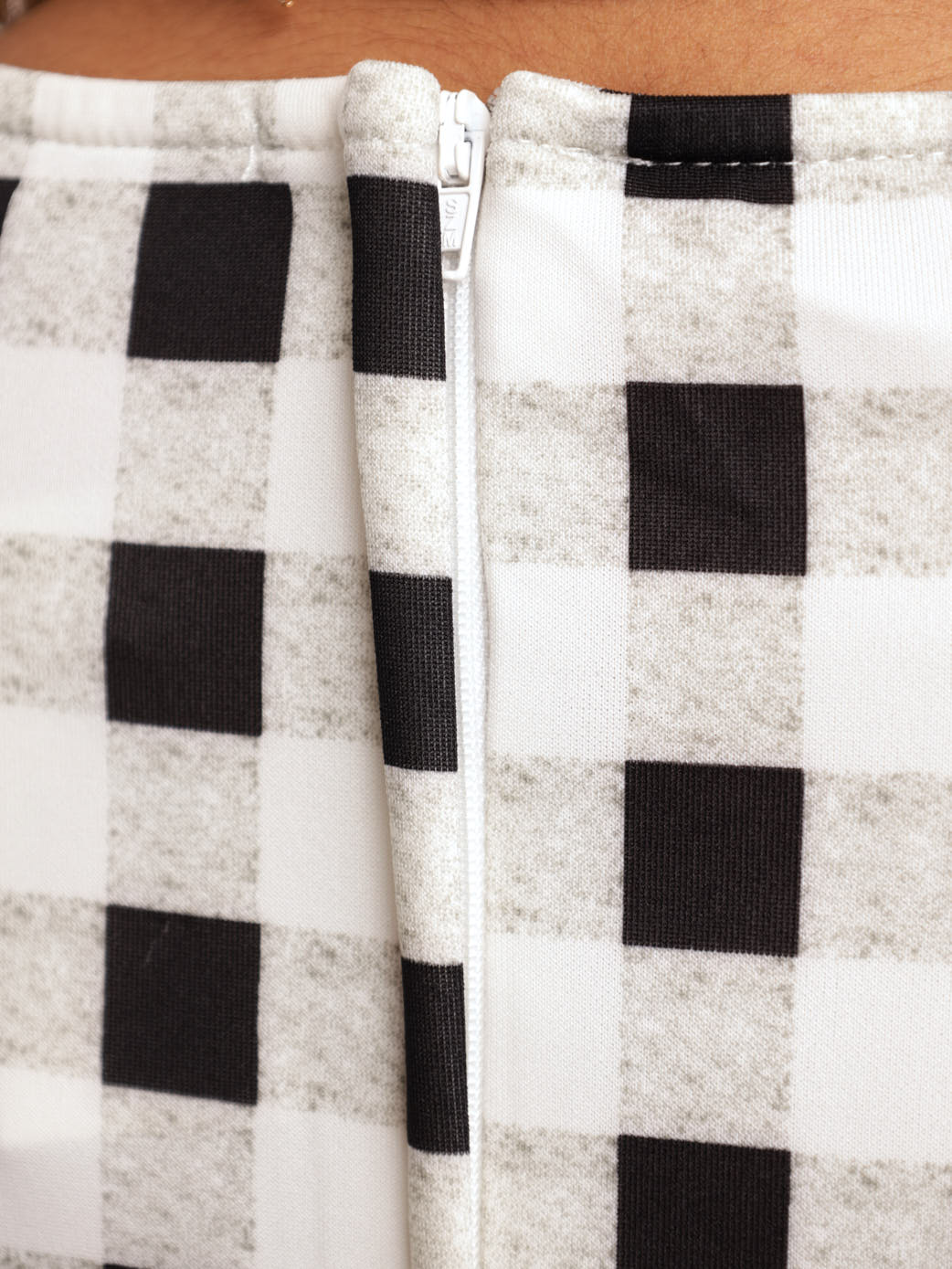 Ladies Kimono Sleeve Check Midi Dress - Black/White