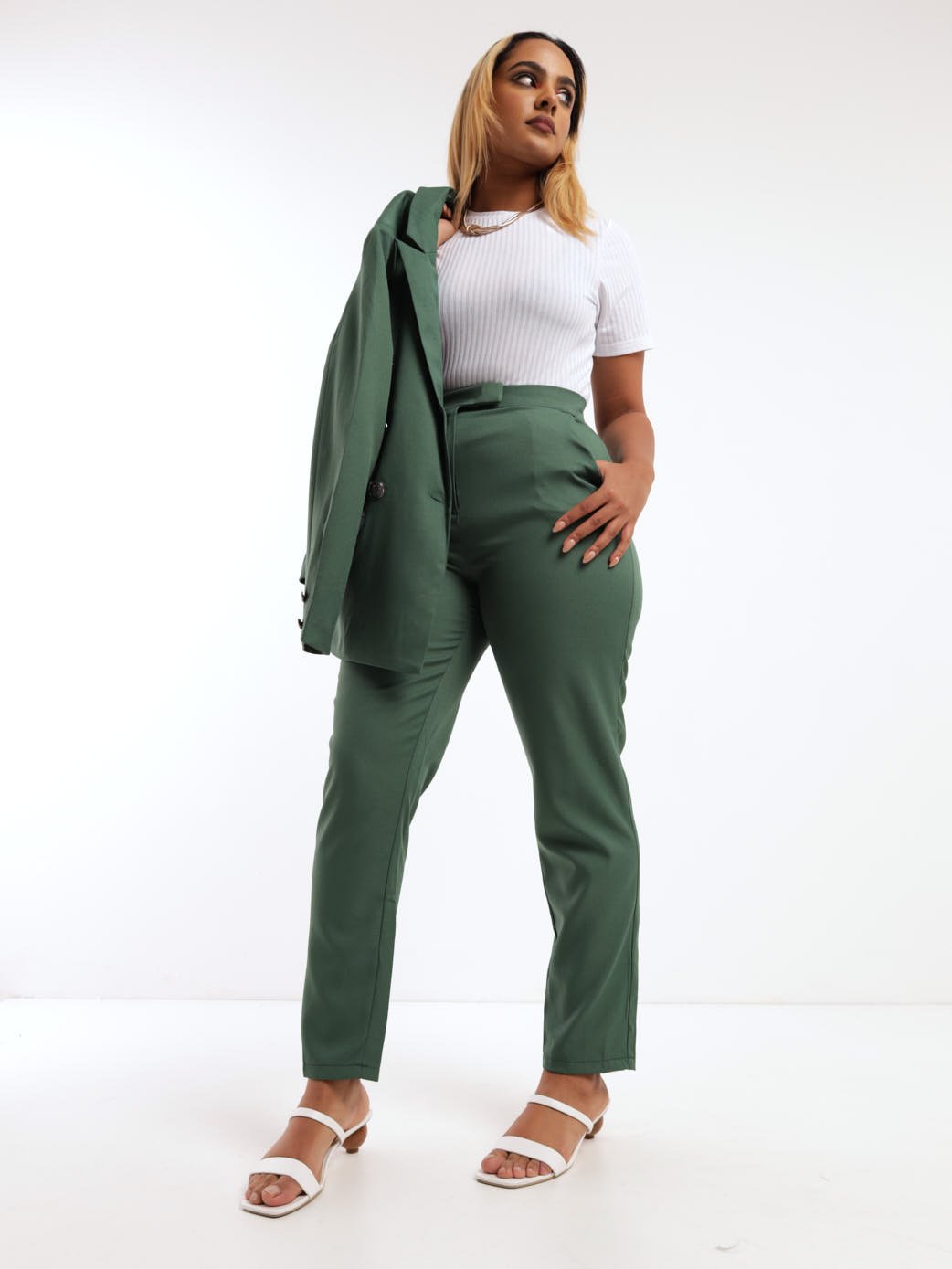 Ladies Slim Leg Pant - Forest Green