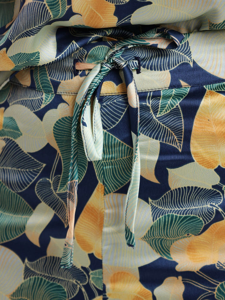 Ladies Printed Satin Cami & Short Sleepwear Set - Dark Blue