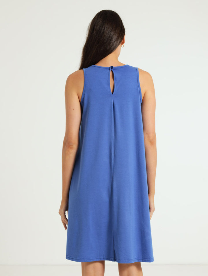 Cutaway Knit Aline Dress - Royal Blue