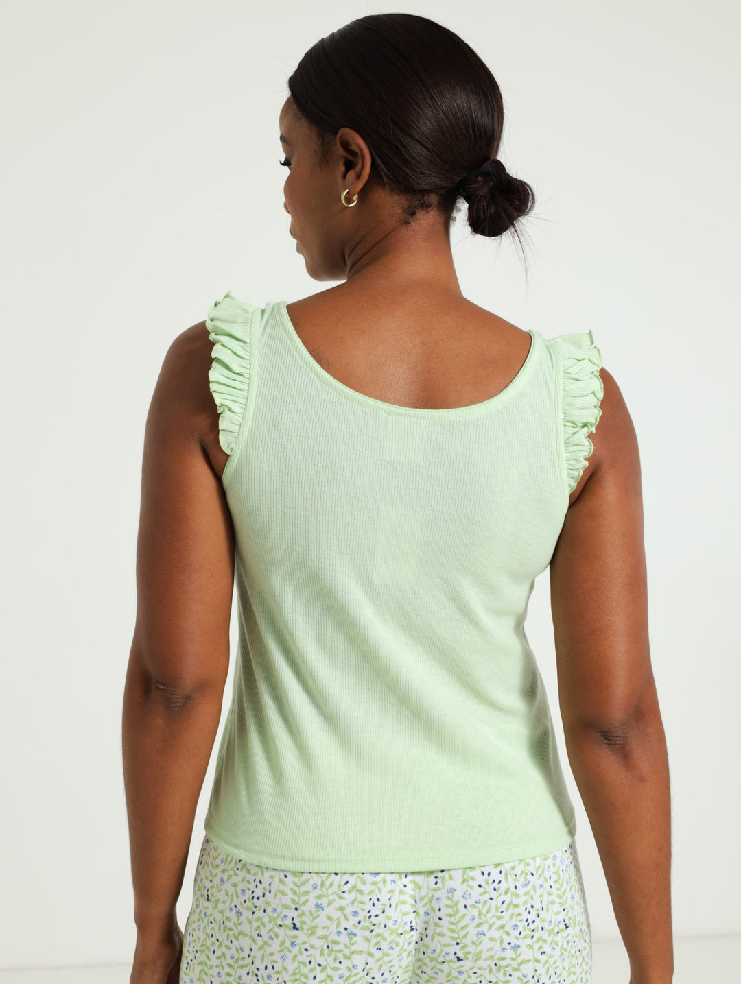 Sleeveless Frill Detail Tank Top - Teal