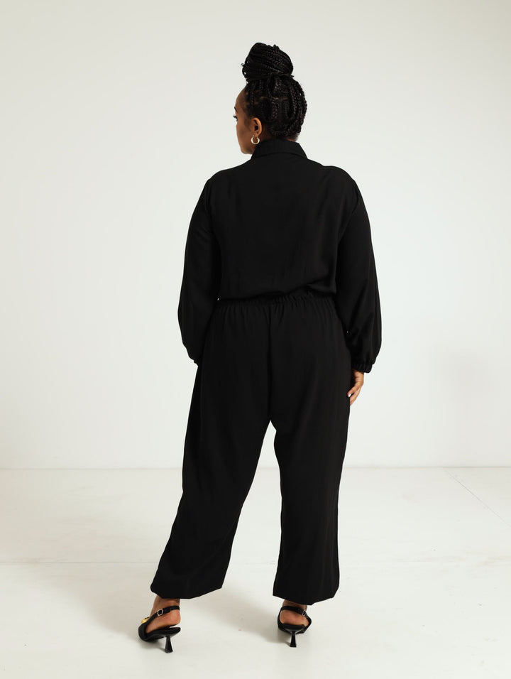 Long Sleeve Ultility Jumpsuit - Black
