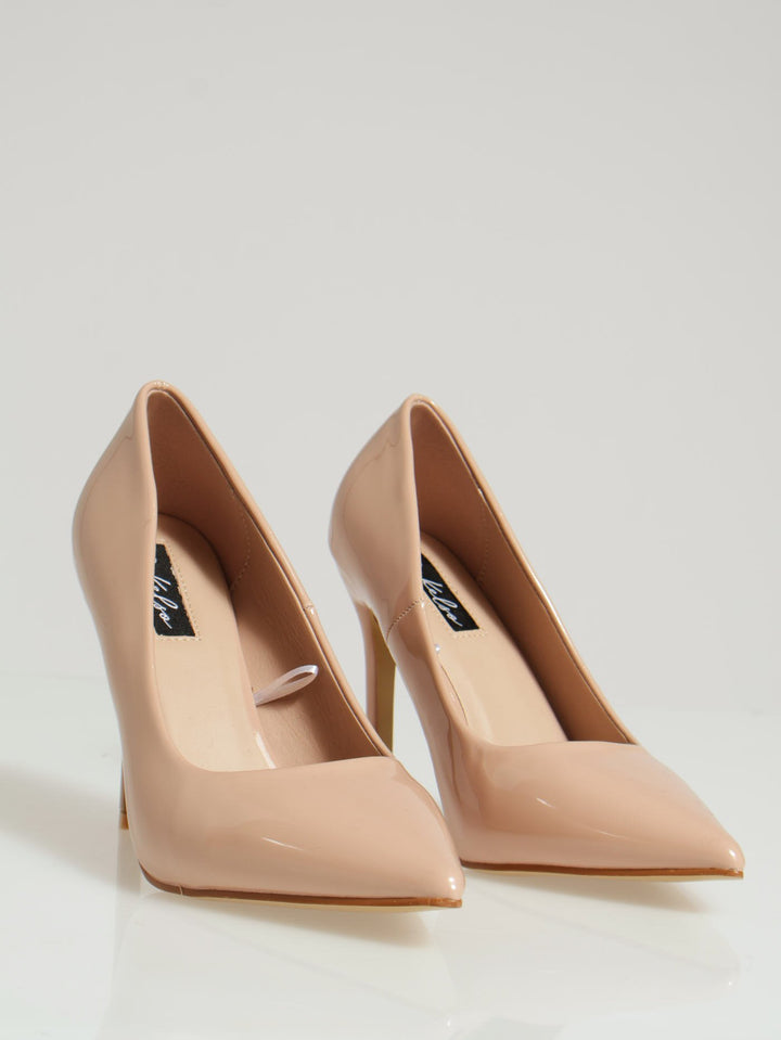 Patent Pointy Fashion Court Heel - Nude
